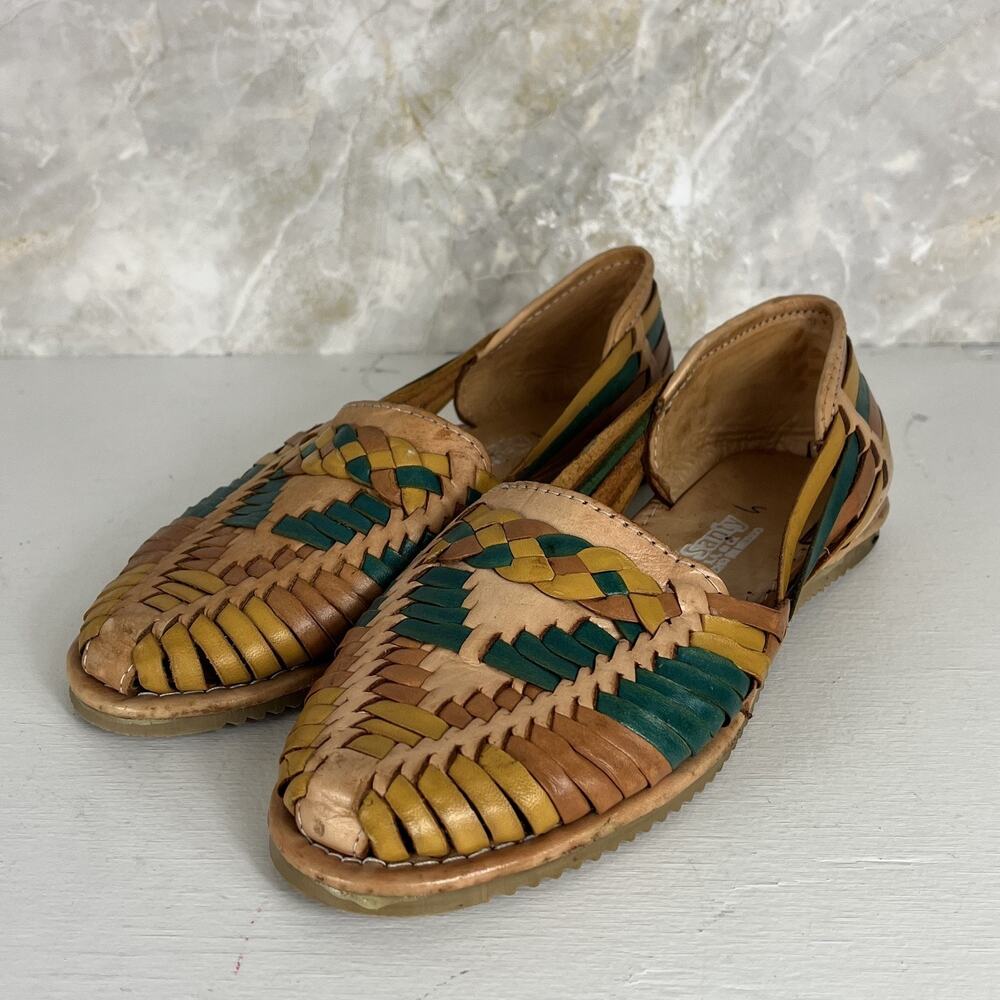 D'Santy Colorful Woven Leather Huaraches Women's 7.5-8 Mexican Flats